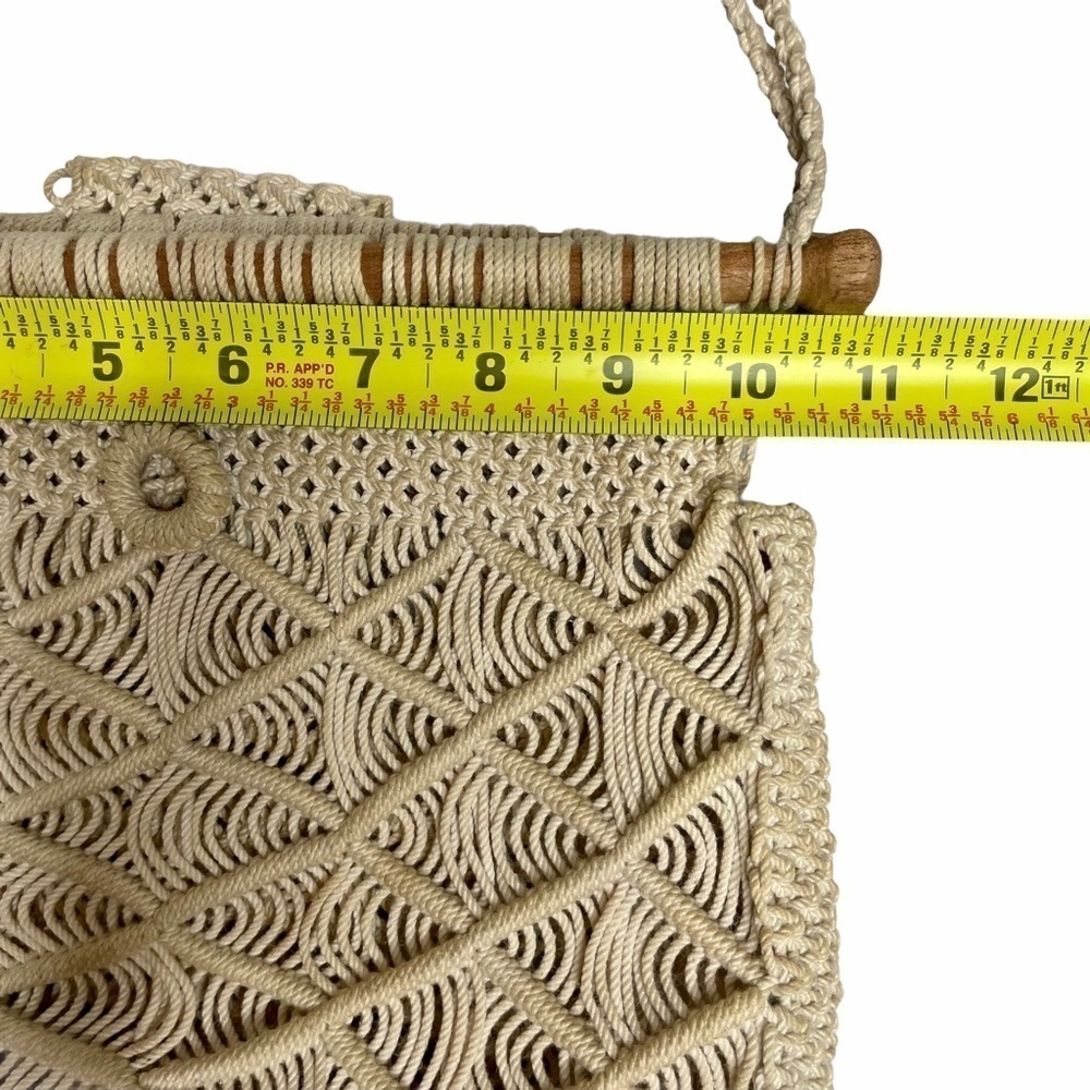 Handmade Macrame Boho Crossbody Purse Neutral Woven Bag Festival Beach Style - Picture 11 of 12